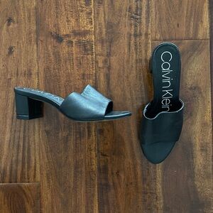 Calvin Klein Black Heeled Mules